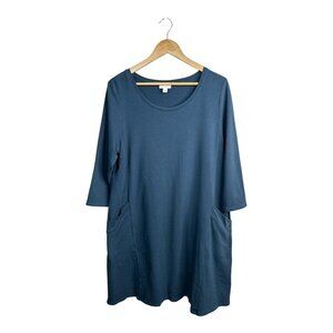 Pure Jill Scoop Neck Blue Swing/T-Shirt Dress Women Size L  Casual Loungewear